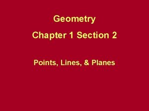 Geometry Chapter 1 Section 2 Points Lines Planes