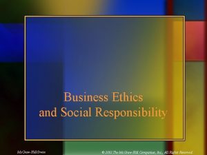 Business Ethics and Social Responsibility Mc GrawHillIrwin 2003