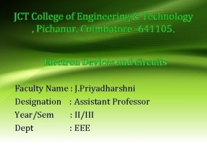 JCT College of Engineering Technology Pichanur Coimbatore 641105