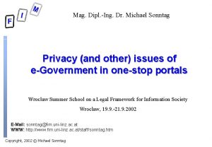 Mag Dipl Ing Dr Michael Sonntag Privacy and