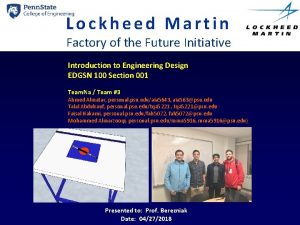 Lockheed Martin Factory of the Future Initiative Introduction