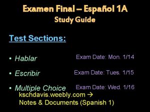 Examen Final Espaol 1 A Study Guide Test