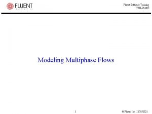 Fluent Software Training TRN99 003 Modeling Multiphase Flows