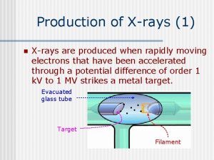 Production of Xrays 1 n Xrays are produced