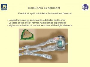 Kam LAND Experiment Kamioka Liquid scintillator AntiNeutrino Detector
