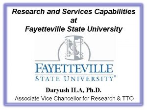 Research and Services Capabilities at Fayetteville State University