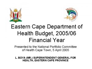 Eastern Cape Department of Health Budget 200506 Financial