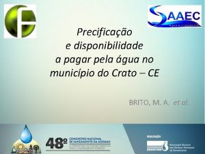 Precificao e disponibilidade a pagar pela gua no