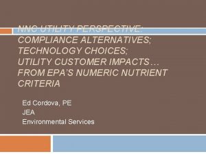 NNC UTILITY PERSPECTIVE COMPLIANCE ALTERNATIVES TECHNOLOGY CHOICES UTILITY