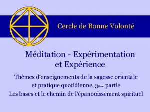 Mditation Exprimentation et Exprience Thmes denseignements de la