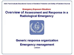 IAEA Post Graduate Educational Course in Radiation Protection