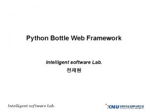 Python Bottle Web Framework Intelligent software Lab Bottle