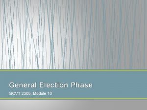 General Election Phase GOVT 2305 Module 10 Electoral