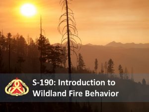 S190 Introduction to Wildland Fire Behavior S190 Course