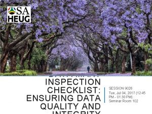 DATA MART INSPECTION CHECKLIST ENSURING DATA QUALITY AND