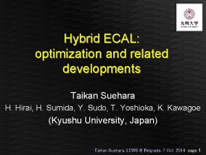 Hybrid ECAL optimization and related developments Taikan Suehara