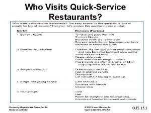 Who Visits QuickService Restaurants Discovering Hospitality and Tourism