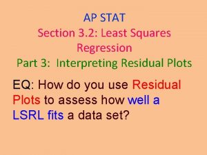 AP STAT Section 3 2 Least Squares Regression