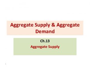 Aggregate Supply Aggregate Demand Ch 13 Aggregate Supply