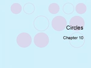 Circles Chapter 10 Essential Questions l How do