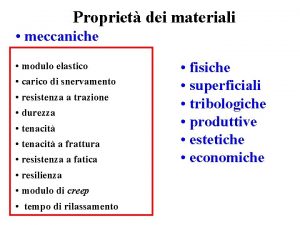 Propriet dei materiali meccaniche modulo elastico carico di