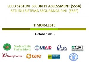 SEED SYSTEM SECURITY ASSESSMENT SSSA ESTUDU SISTEMA SEGURANSA