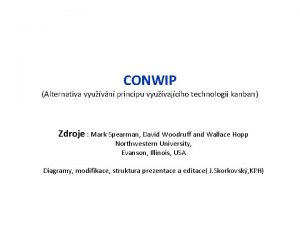 CONWIP Alternativa vyuvn principu vyuvajcho technologii kanban Zdroje