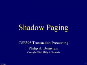 Shadow Paging CSE 593 Transaction Processing Philip A