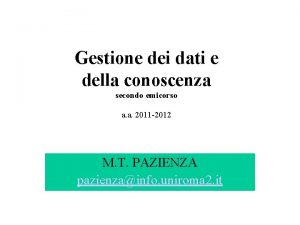 Gestione dei dati e della conoscenza secondo emicorso