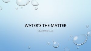 WATERS THE MATTER MEASURING MASS NAVIGATION TABLE Waters