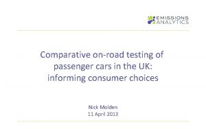 Comparative onroad testing of passenger cars in the