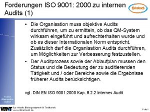 Forderungen ISO 9001 2000 zu internen Audits 1