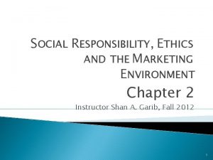 SOCIAL RESPONSIBILITY ETHICS AND THE MARKETING ENVIRONMENT Chapter