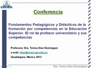 Conferencia Fundamentos Pedaggicos y Didcticos de la formacin