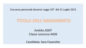 Concorso personale docente Legge 107 del 13 Luglio