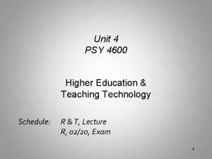 Unit 4 PSY 4600 Higher Education Teaching Technology
