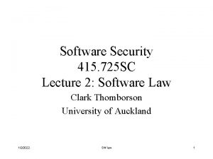 Software Security 415 725 SC Lecture 2 Software