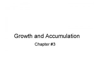 Growth and Accumulation Chapter 3 Introduction Per capita