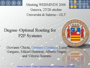 Meeting WEBMINDS 2006 Genova 2728 ottobre Universit di