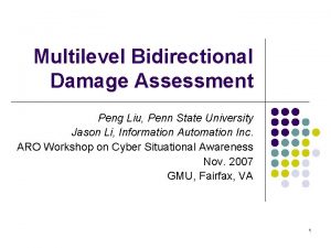 Multilevel Bidirectional Damage Assessment Peng Liu Penn State