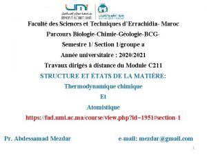 Facult des Sciences et Techniques dErrachidia Maroc Parcours