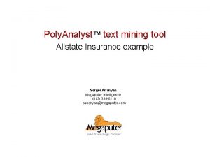 Poly Analyst text mining tool Allstate Insurance example