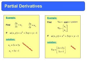 Partial Derivatives Example Find gradu gradient Find If