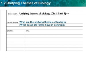 1 2 Unifying Themes of Biology Unifying themes