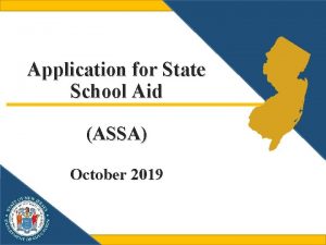 Application for State School Aid ASSA October 2019