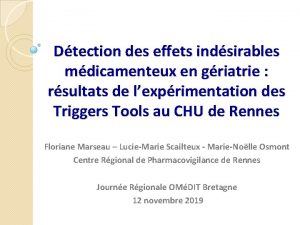 Dtection des effets indsirables mdicamenteux en griatrie rsultats