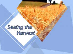 Seeing the Harvest Seeing the Harvest SEE the