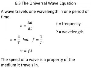 6 3 The Universal Wave Equation A wave