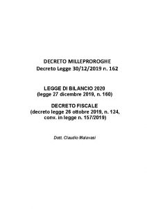 DECRETO MILLEPROROGHE Decreto Legge 30122019 n 162 LEGGE