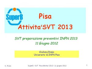 Pisa AttivitaSVT 2013 SVT preparazione preventivi INFN 2013